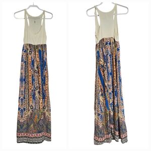 Paisley Maxi Dress Small – Sleeveless Knit Tank Top Boho Style Colorful